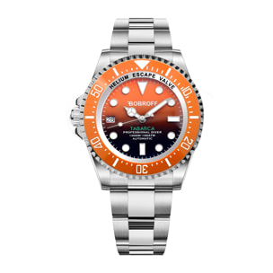 Bobroff - Reloj de hombre automatico diver profesional de buceo, 1000 m, Naranja, 44MM, valvula de helio BF0004ibn