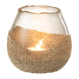 J-Line bougeoir 1/2 Perles Rond - verre - or - small
