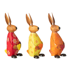 J-Line figurine Lapin Tenant Coeur - fer - mix - small - 3 pièces