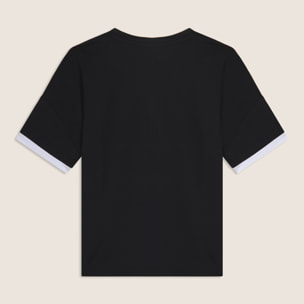 T-shirt con stampa MOV perlata e dettagli a contrasto