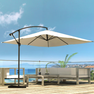 Parasol déporté carré 3x3m écru DAVAGNA
