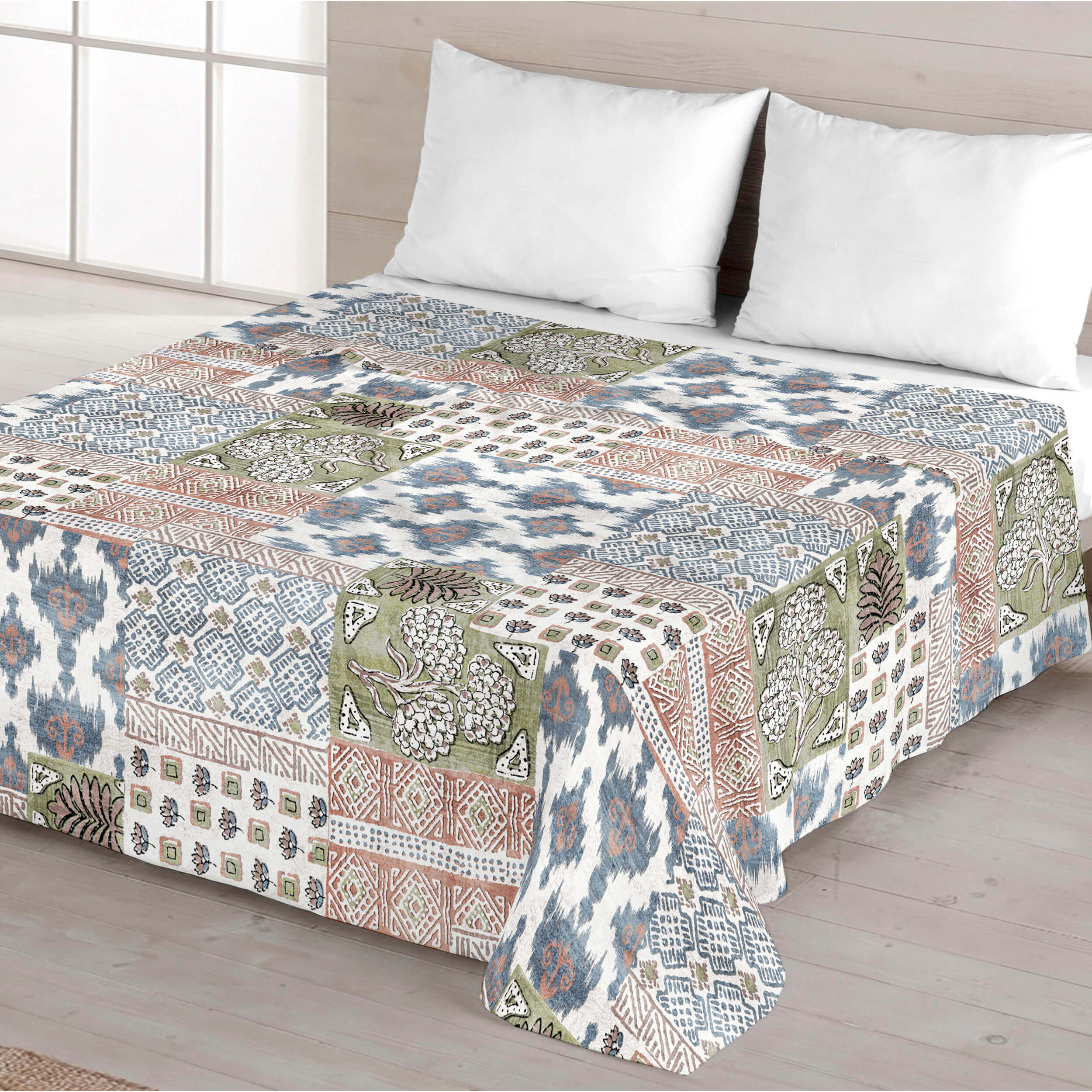 Juego de Sábanas Estampadas - 100% Algodón - Incluye 1 o 2 Fundas de Almohada + 1 Sábana Bajera - Indian