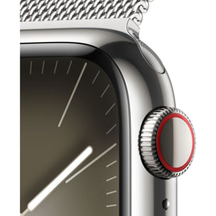 Montre connectée APPLE WATCH Serie 9 Cellular41mm Acier/Argent Milanais Argent Loop