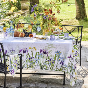 Serviette lin & coton lavé 190 g/m² imprimé multicolore Iris d'hiver blanc