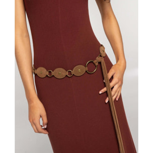 Cinturón de piel estilo cadenas de mujer