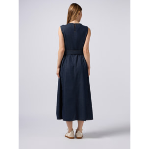 Oltre - Vestido largo de mezclilla con micro cristales - Azul