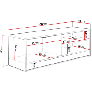 Meuble TV - Tireno 1K -  120  X 40  X 40 cm - Blanc