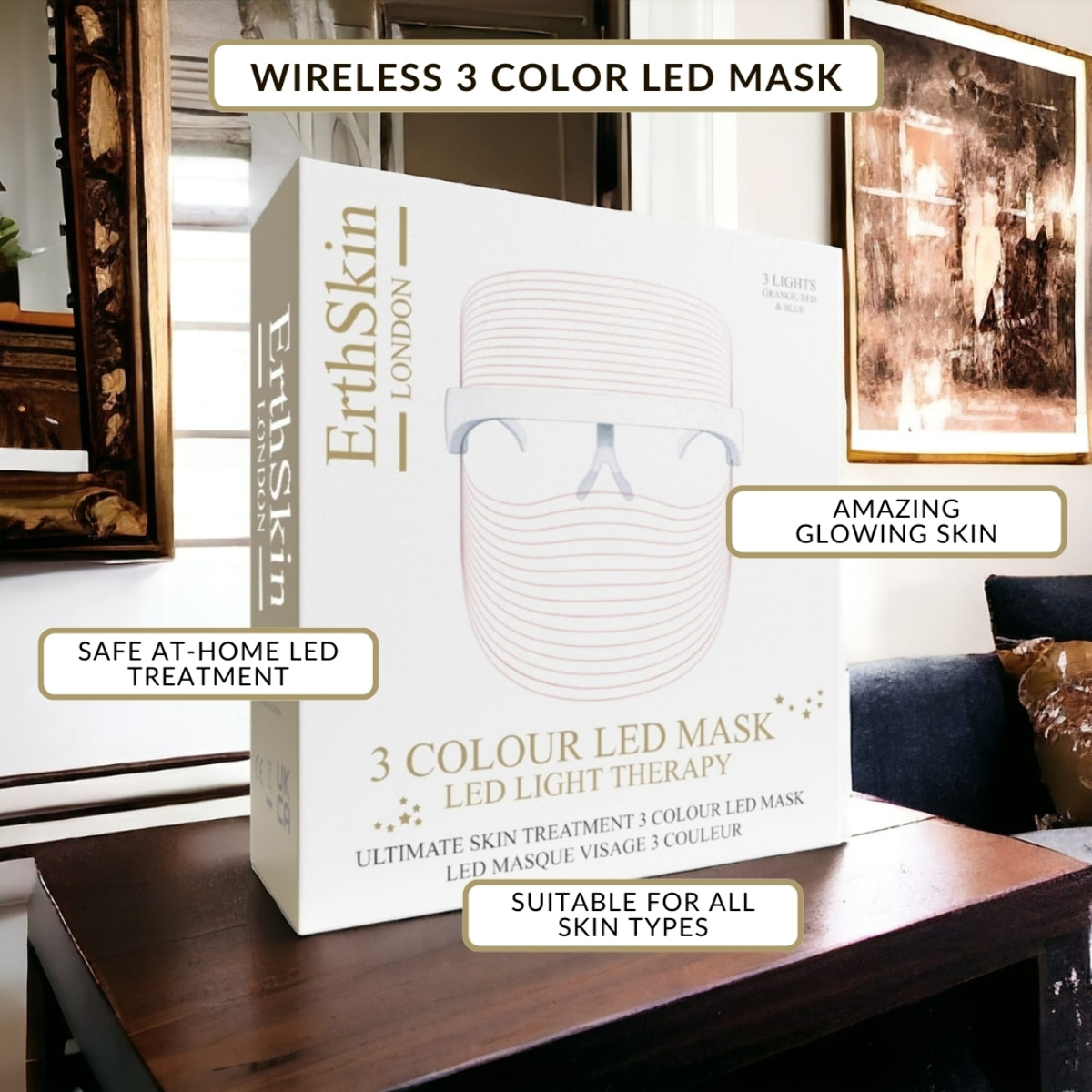 Máscara LED inalámbrica de 3 colores