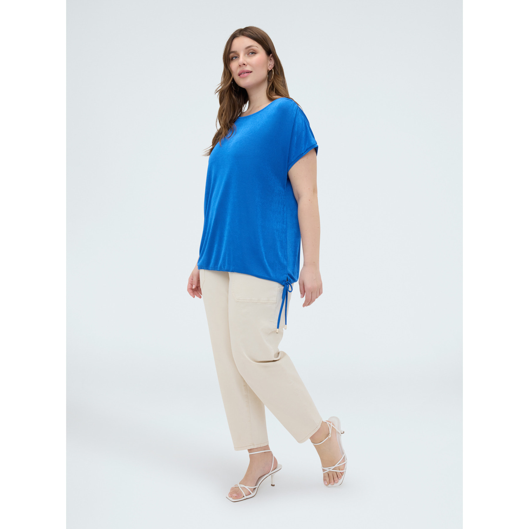 Fiorella Rubino - T-shirt in jersey con coulisse - Bluette