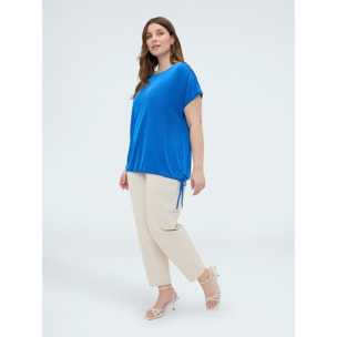 Fiorella Rubino - T-shirt in jersey con coulisse - Bluette