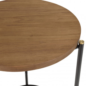 ALIDA - Table d'appoint ronde 3 pieds en métal noir