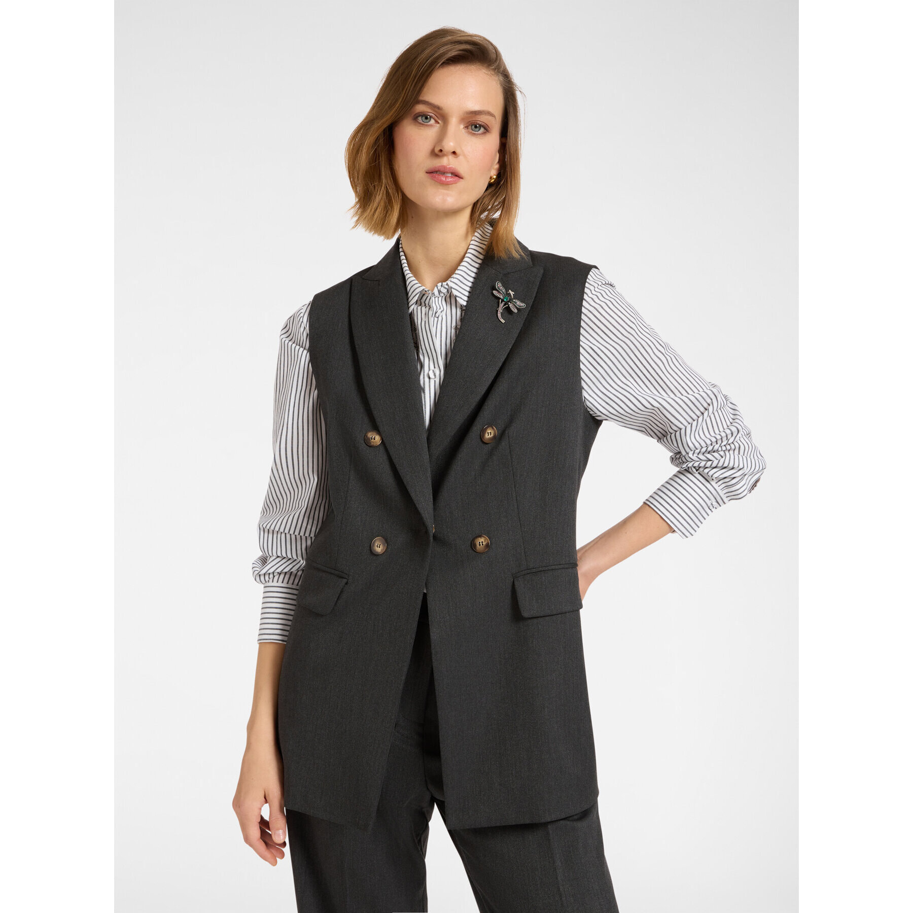 Elena Mirò - Blazer senza maniche - Grigio