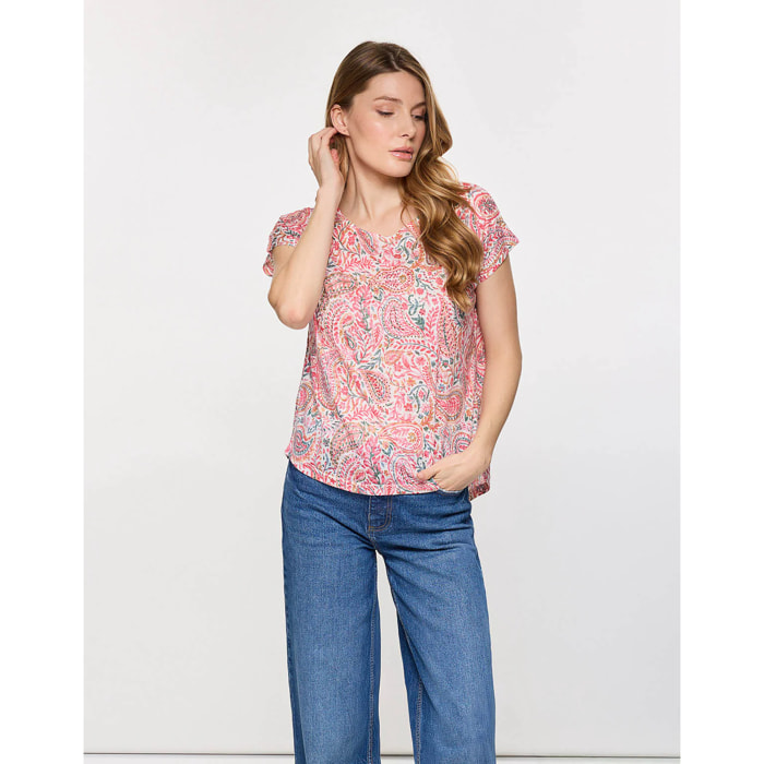 Camiseta Manga Corta Rosa - Rustica