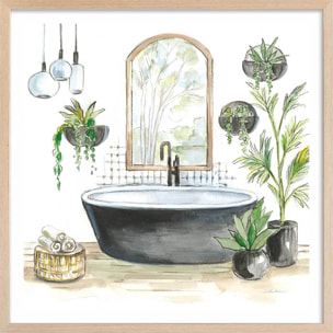 Affiche Baignoire de rêve vert Affiche + cadre en bois - Chêne