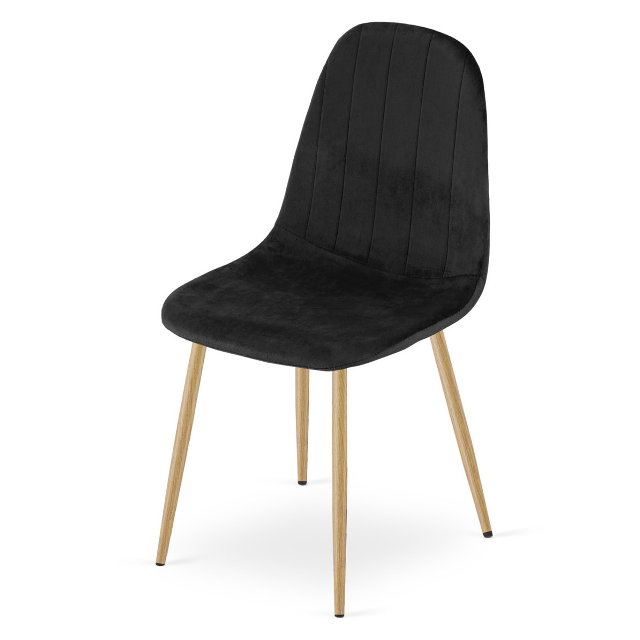 Set di 2 sedie Padva in velluto nero con gambe effetto rovere