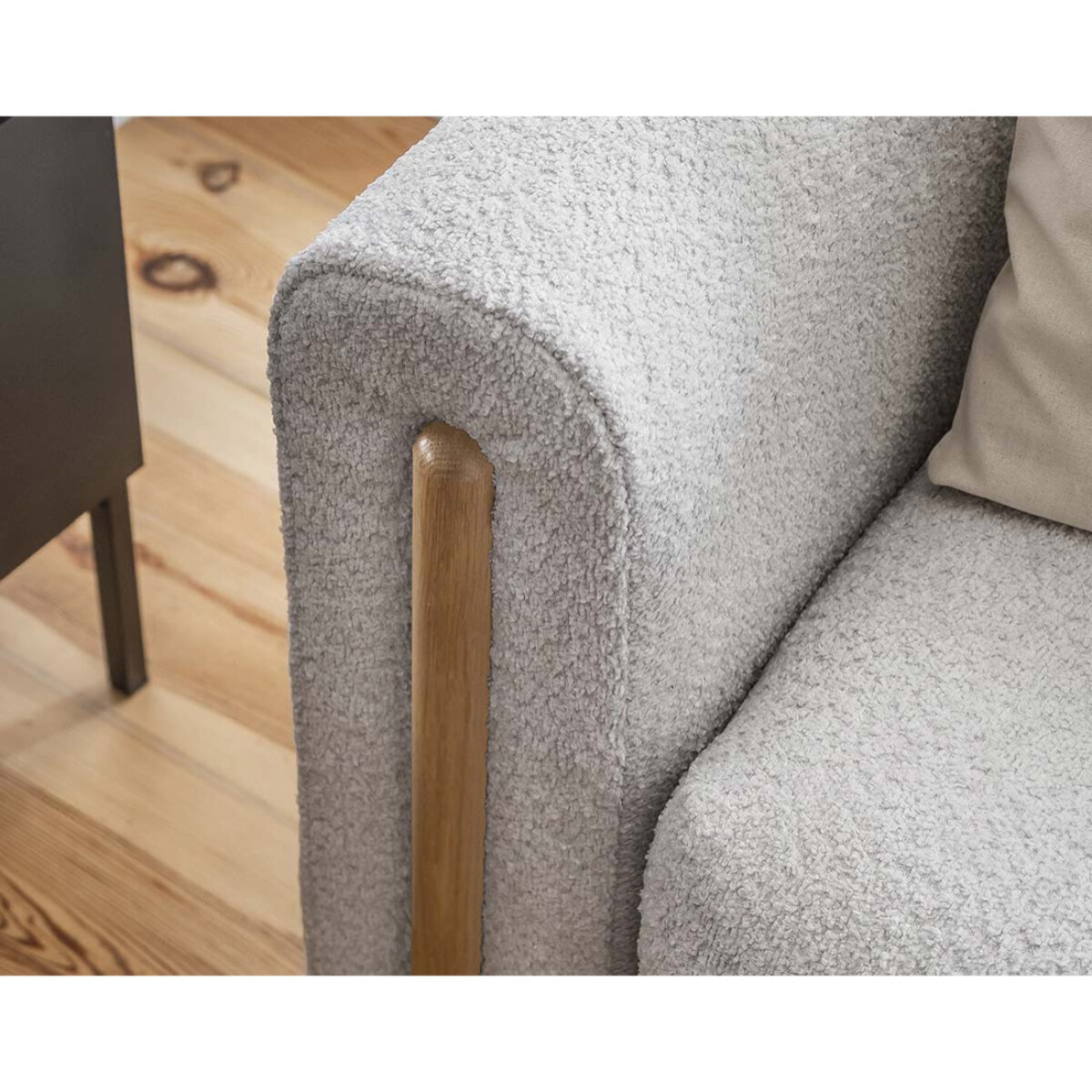 Glendale - canapé droit 3 places - convertible avec coffre - en tissu bouclette - Gris