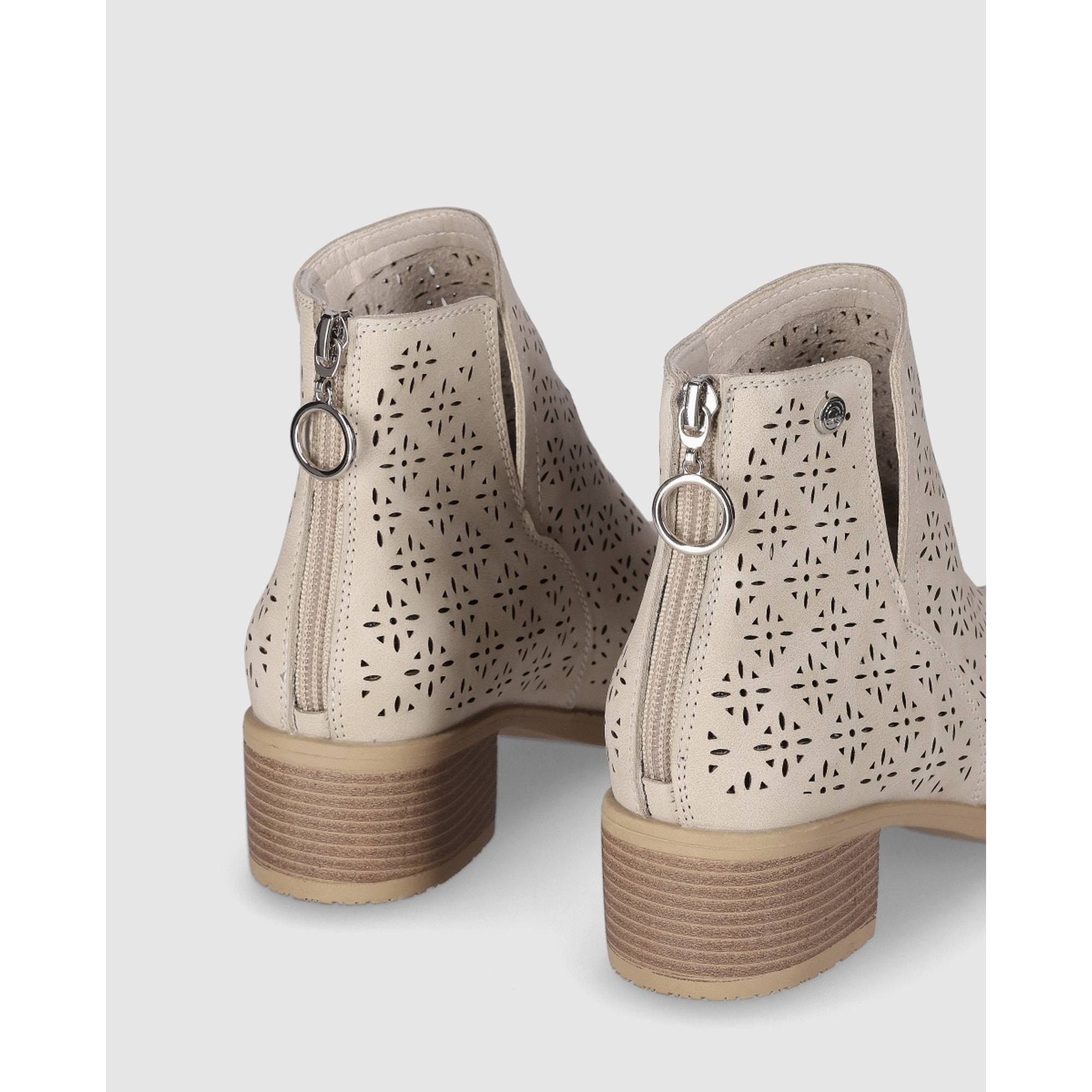 Botines de Piel Sintética - Beig - Tacón: 3 cm