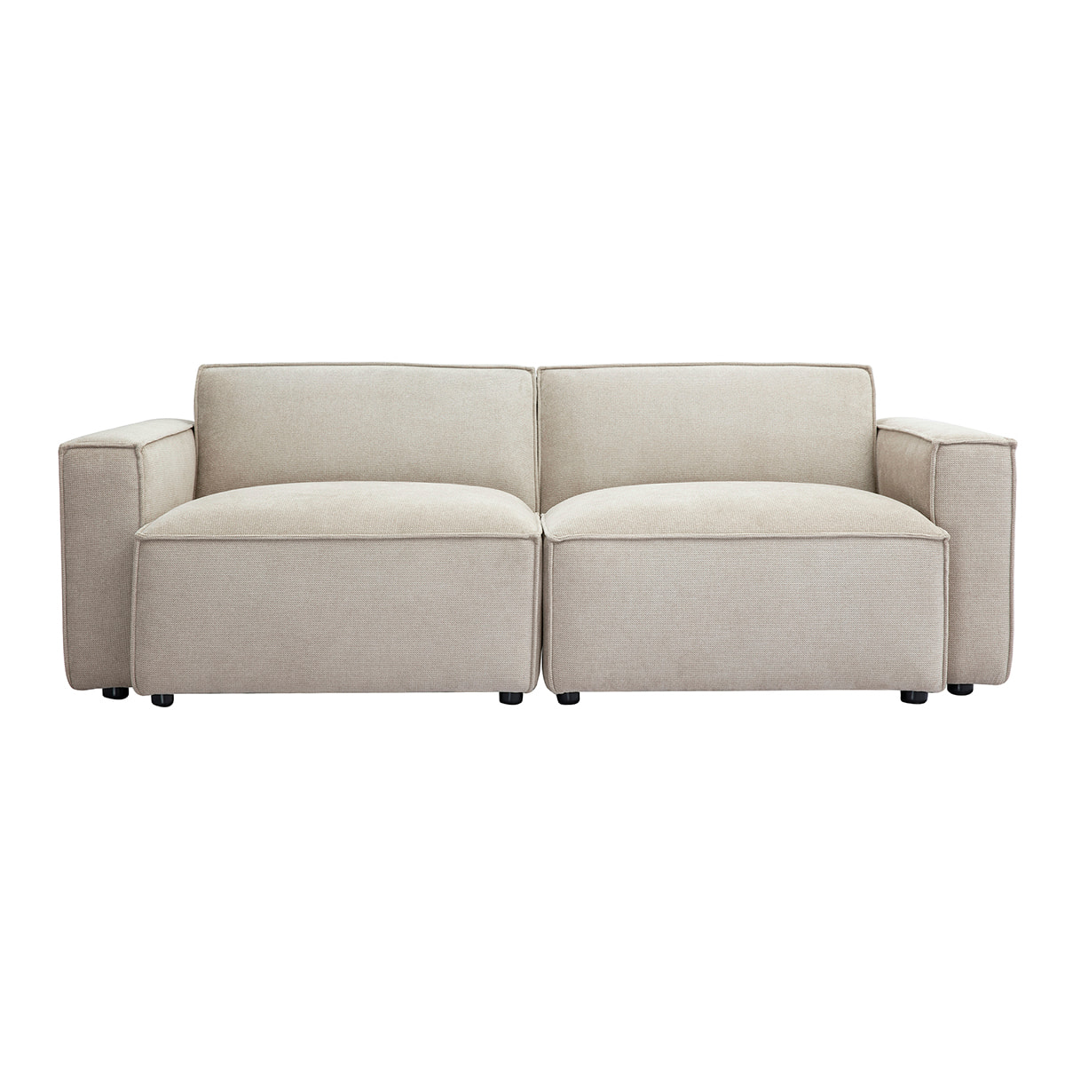 Canapé modulable 3 places en tissu effet velours texturé beige SPLIT