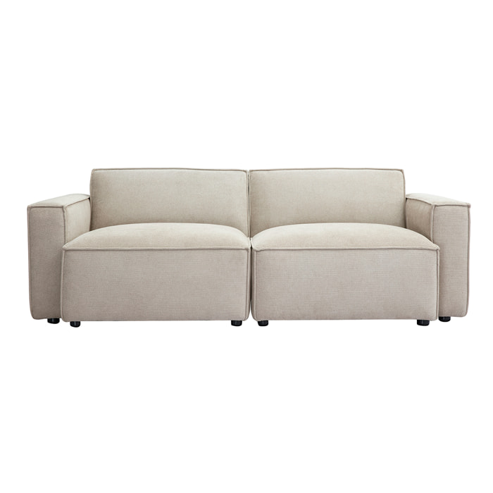 Canapé modulable 3 places en tissu effet velours texturé beige SPLIT