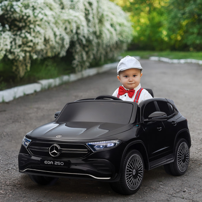 Coche Eléctrico para Niños Mercedes-Benz EQA Coche de Batería 12V con Control Remoto Música Bocina Velocidad 3-8 km/h para Niños de 3-8 Años 111,5x69x52,5 cm Negro