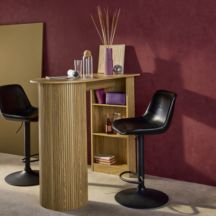 Table bar, table haute de cuisine décor bois avec rangements WALLIS
