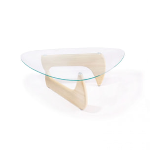 Mesa de centro Leyna Cristal transparente - Madera clara