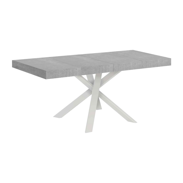 Mesa extensible 90x90/194 cm Clerk Premium tapa Cemento patas Blancas