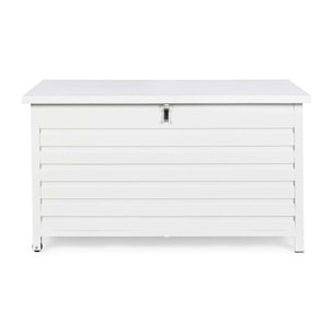 Baule da giardino BURGOS in alluminio bianco, con ruote