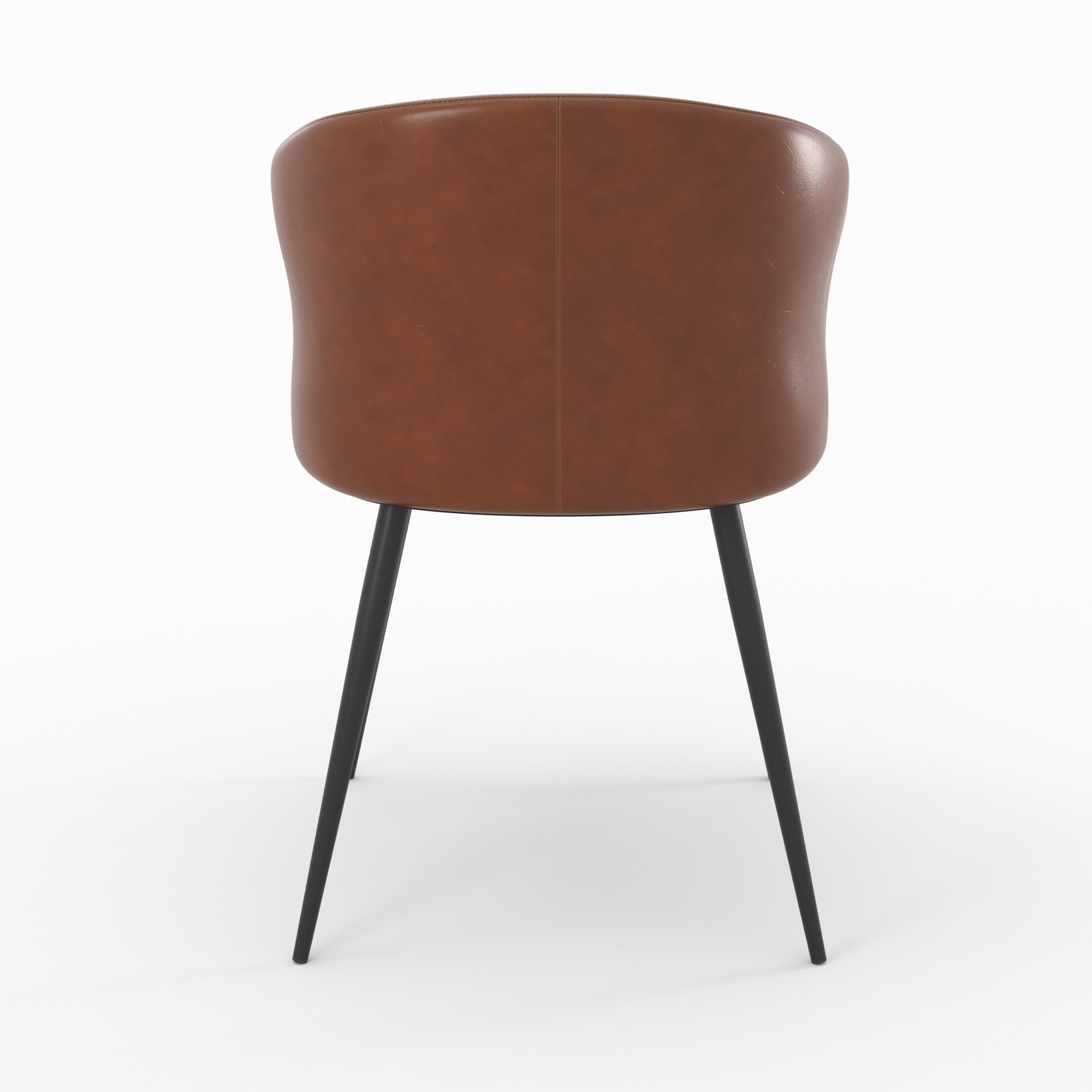 Chaise en cuir de buffle marron et pieds en métal noir - Anatole