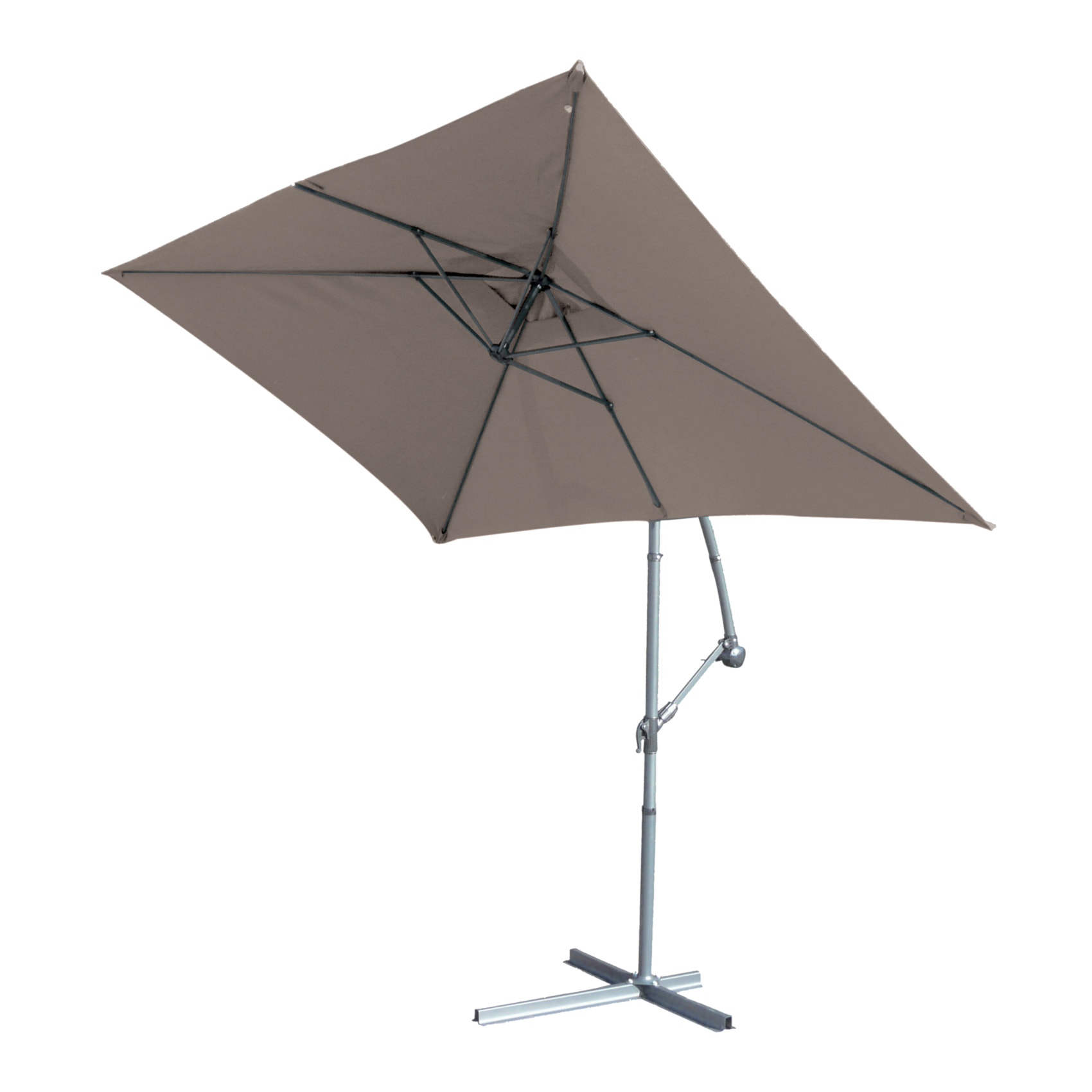 Parasol Structure Métal à Pied Déporté 3 x 2 m - Taupe