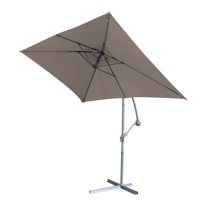 Parasol Structure Métal à Pied Déporté 3 x 2 m - Taupe