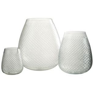 J-Line vase Carreaux - verre - trannsparent - large - Ø 25.5 cm