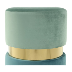 Sgabello Pouf Gipsy 800 in Velluto Mint e Petrolio