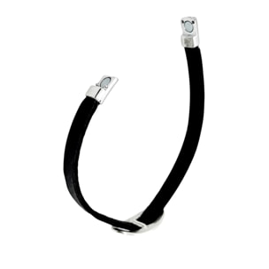 Pulsera cuero Hebilla cierre iman negro y plata