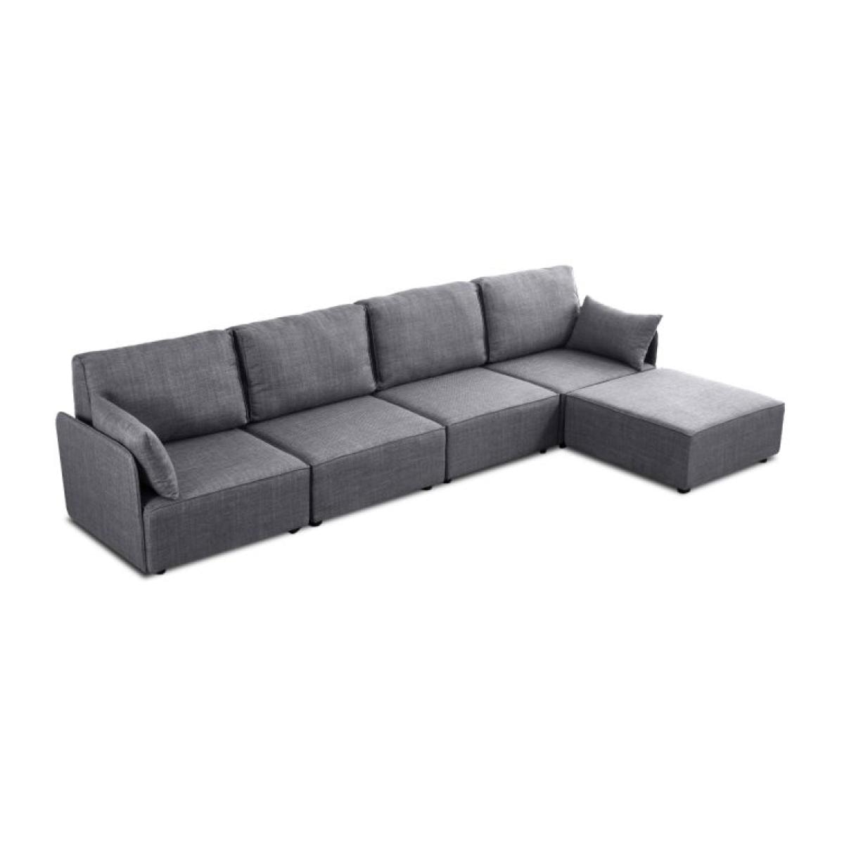 Sofá modular con chaiselongue 4 plazas y brazos Cubiq Gris