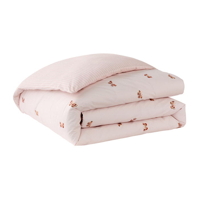 Housse de couette imprimée en percale de coton, DÉLICATESSE, Rose foncé
