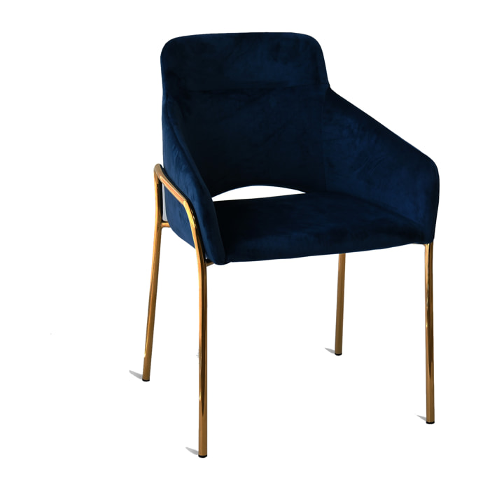 Set da 2 pz, Poltrona, New klimt, Velluto, Blu notte, Gambe oro