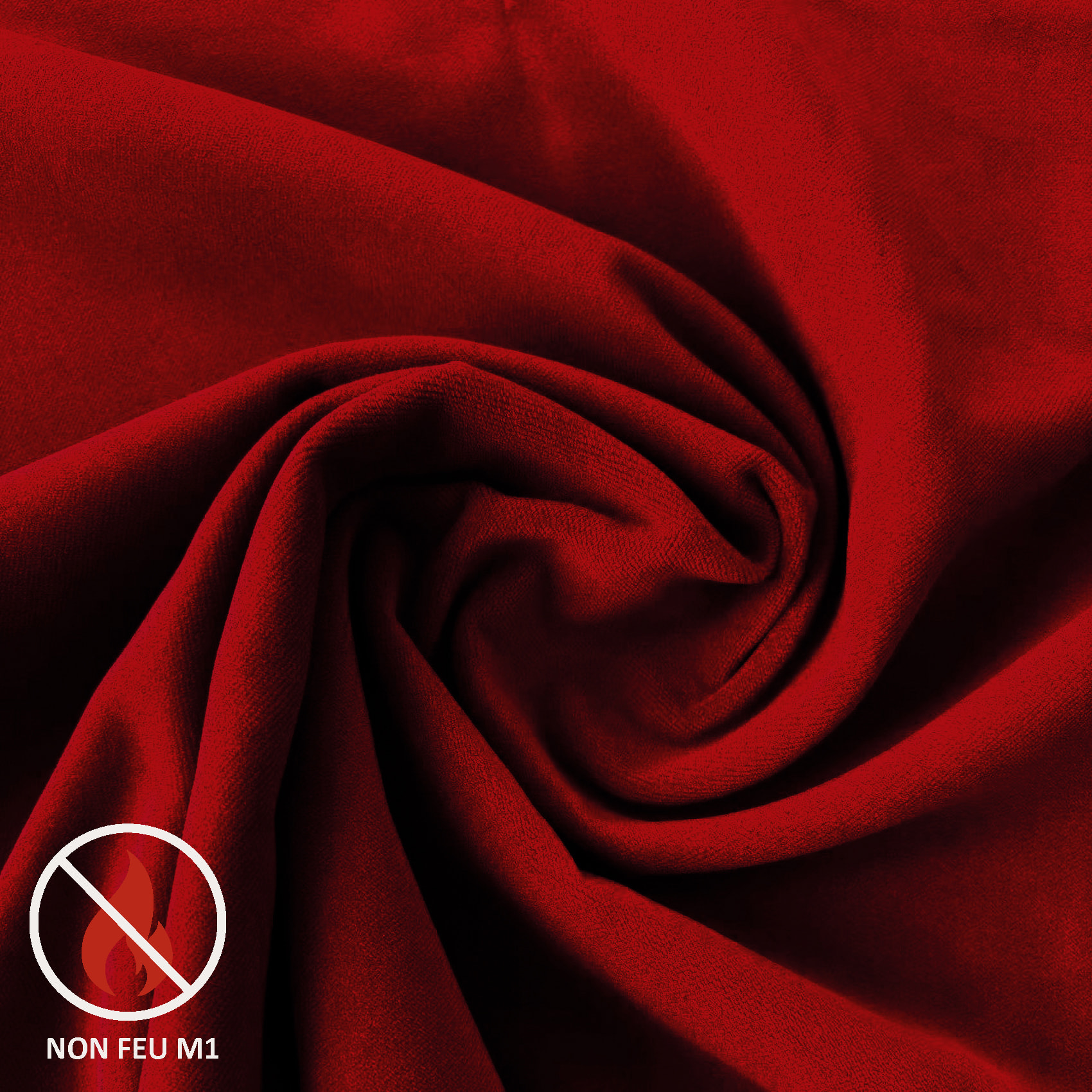 Rideau Ignifugé  M1 en velours premium - Rouge