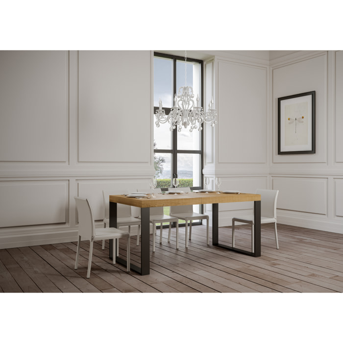 Mesa extensible 90x180/440 cm Tecno Premium Roble Natural estructura Antracita