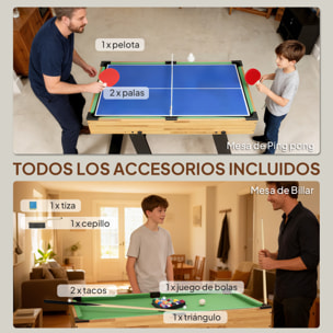 Mesa Multijuegos Plegable 13 en 1, Mesa de Juego con Futbolines para Niños, Billar, Ping-pong, Hockey, Ajedrez, Damas, Backgammon y Accesorios, Diversión Familiar para Adultos y Niños