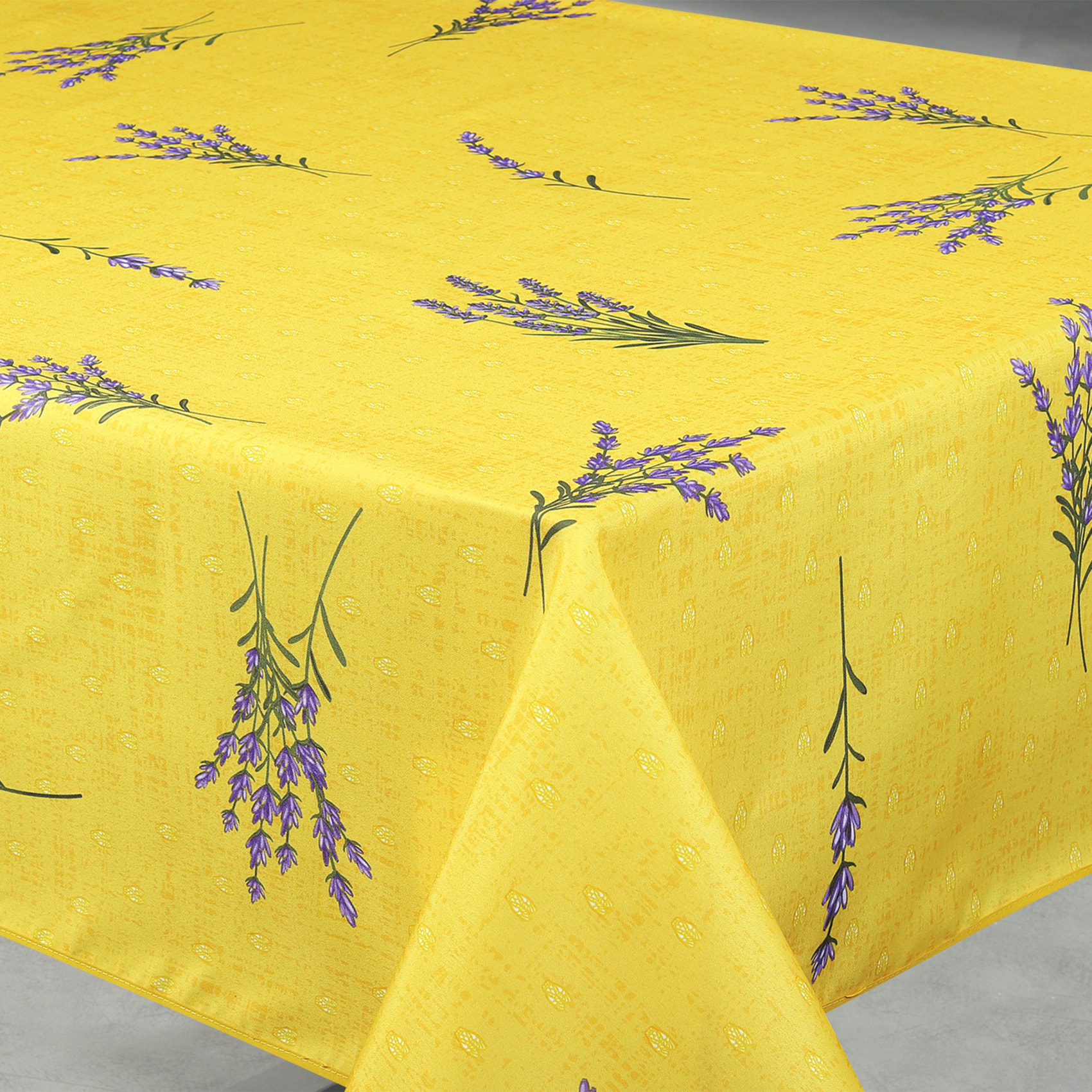 Nappe anti-tâche rectangle motif lavande - Jaune