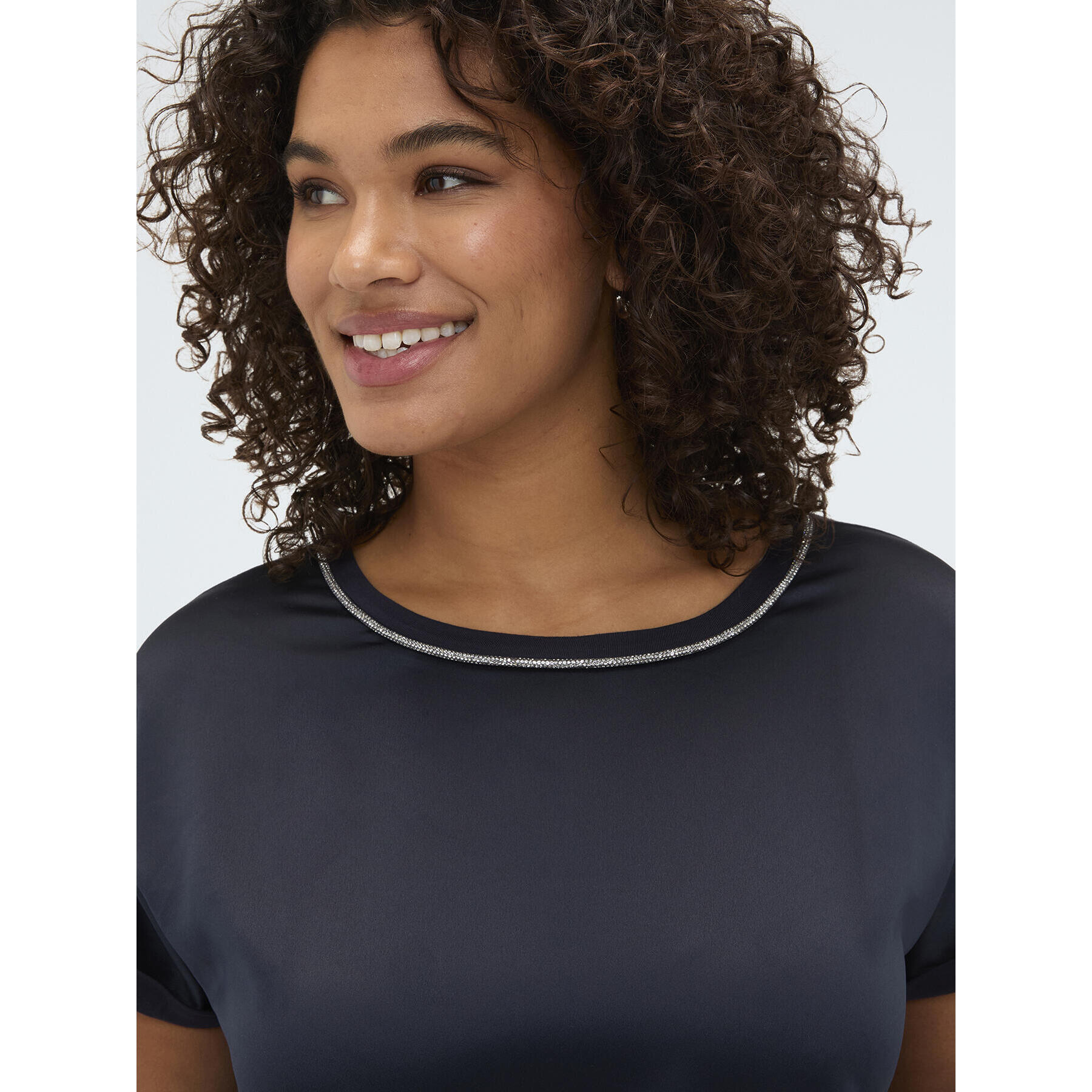 Fiorella Rubino - Camiseta bimaterial con aplicaciones luminosas - Azul