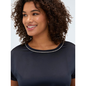 Fiorella Rubino - Camiseta bimaterial con aplicaciones luminosas - Azul