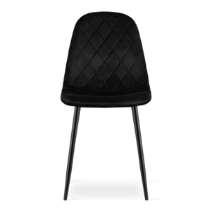 Sedia Asti in velluto nero con gambe in metallo