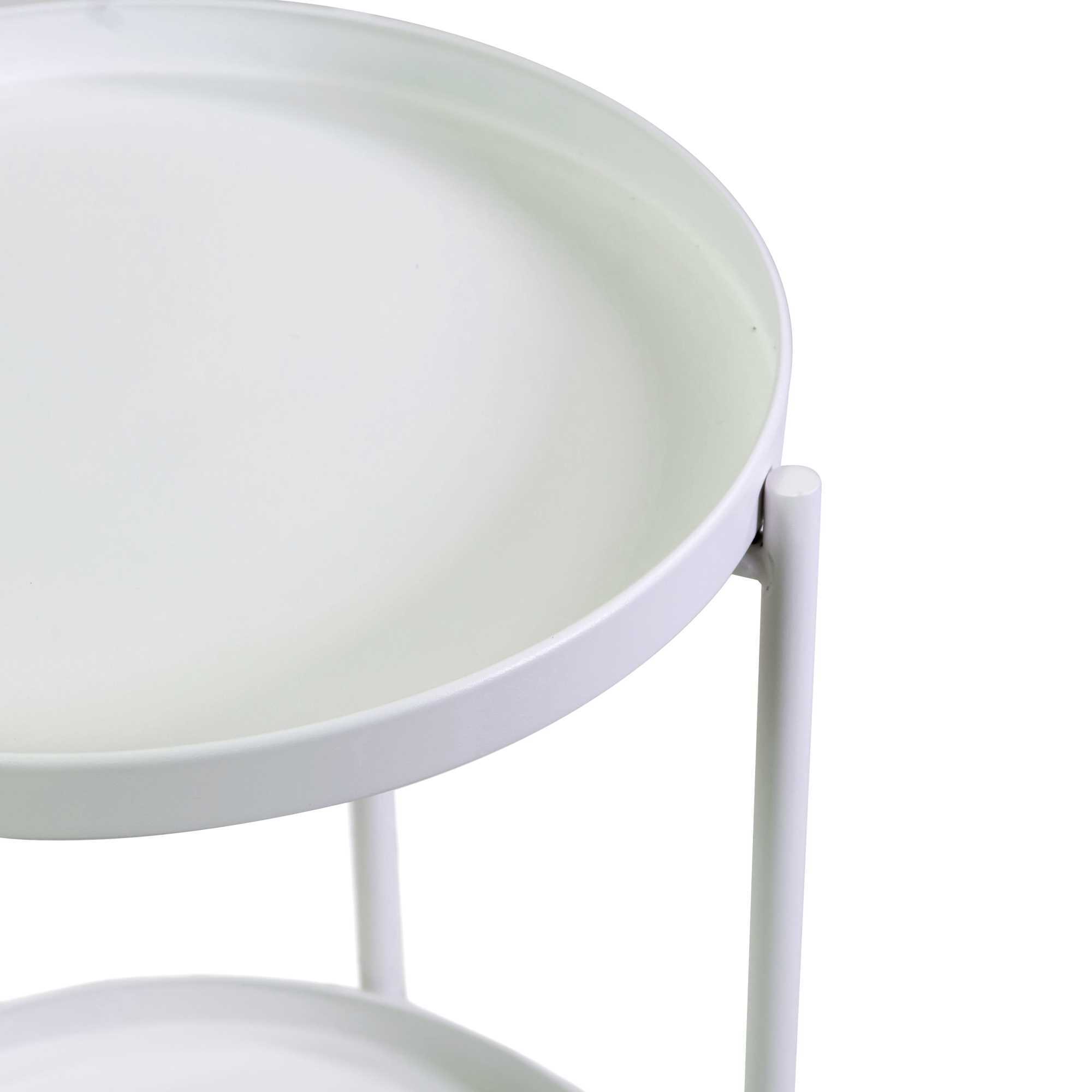 Tavolino Vacchetti in metallo bianco tondo a 2 piani cm ø40h50