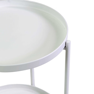 Tavolino Vacchetti in metallo bianco tondo a 2 piani cm ø40h50