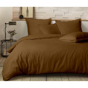 Parure housse de couette 3pcs 100% 100% percale de coton 80 fils_ ocre
