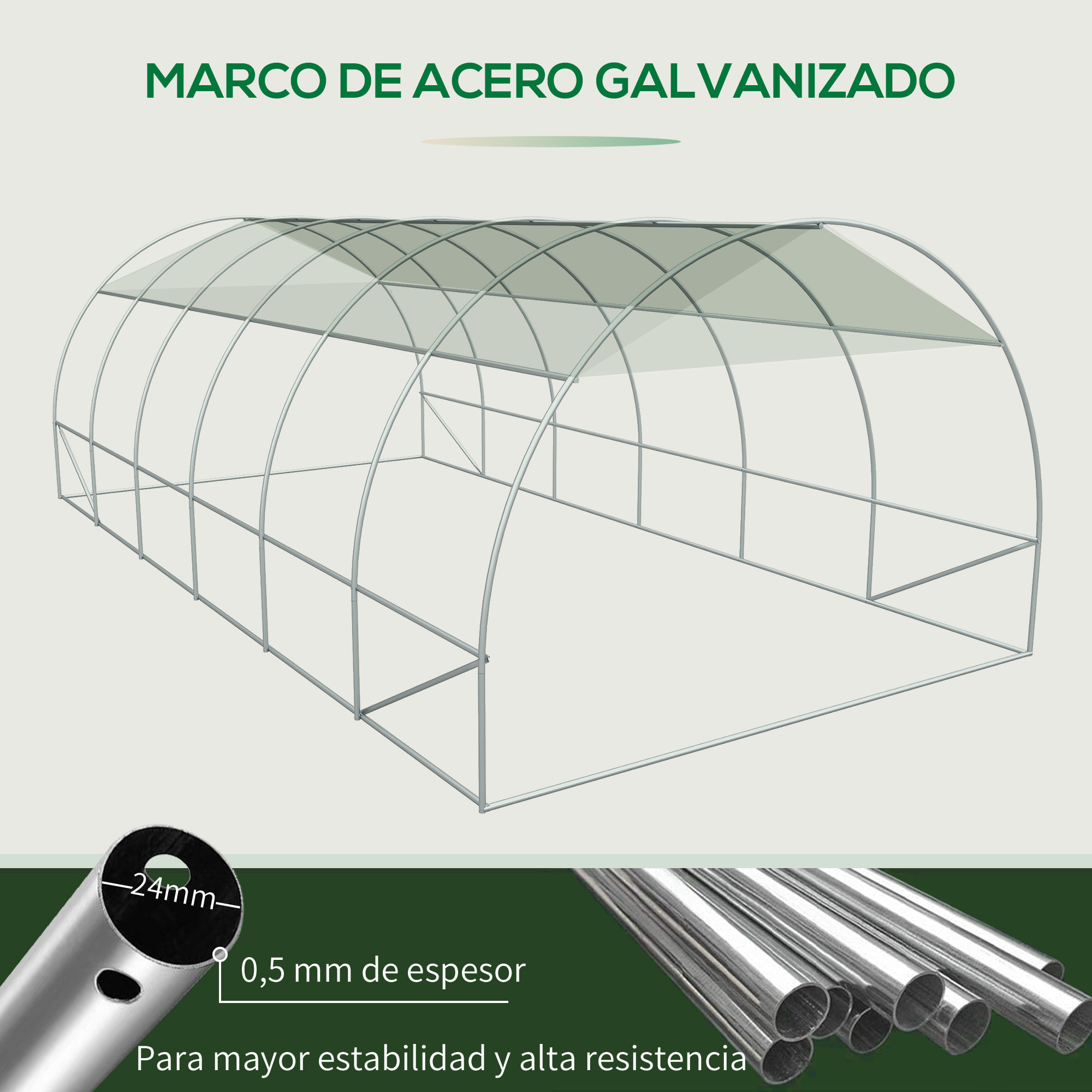 Invernadero de Túnel 6x3x2 m con Puerta Enrollable 12 Ventanas Cubierta de PE 140 g/m² y Metal Galvanizado para Cultivos Plantas Verduras Blanco