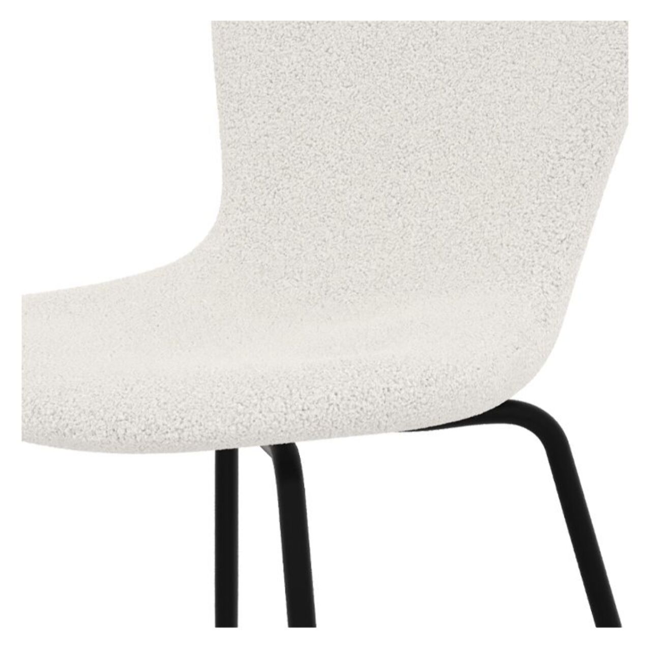 Lot de 2 chaises effet laine bouclette blanche et pieds en métal - Koko
