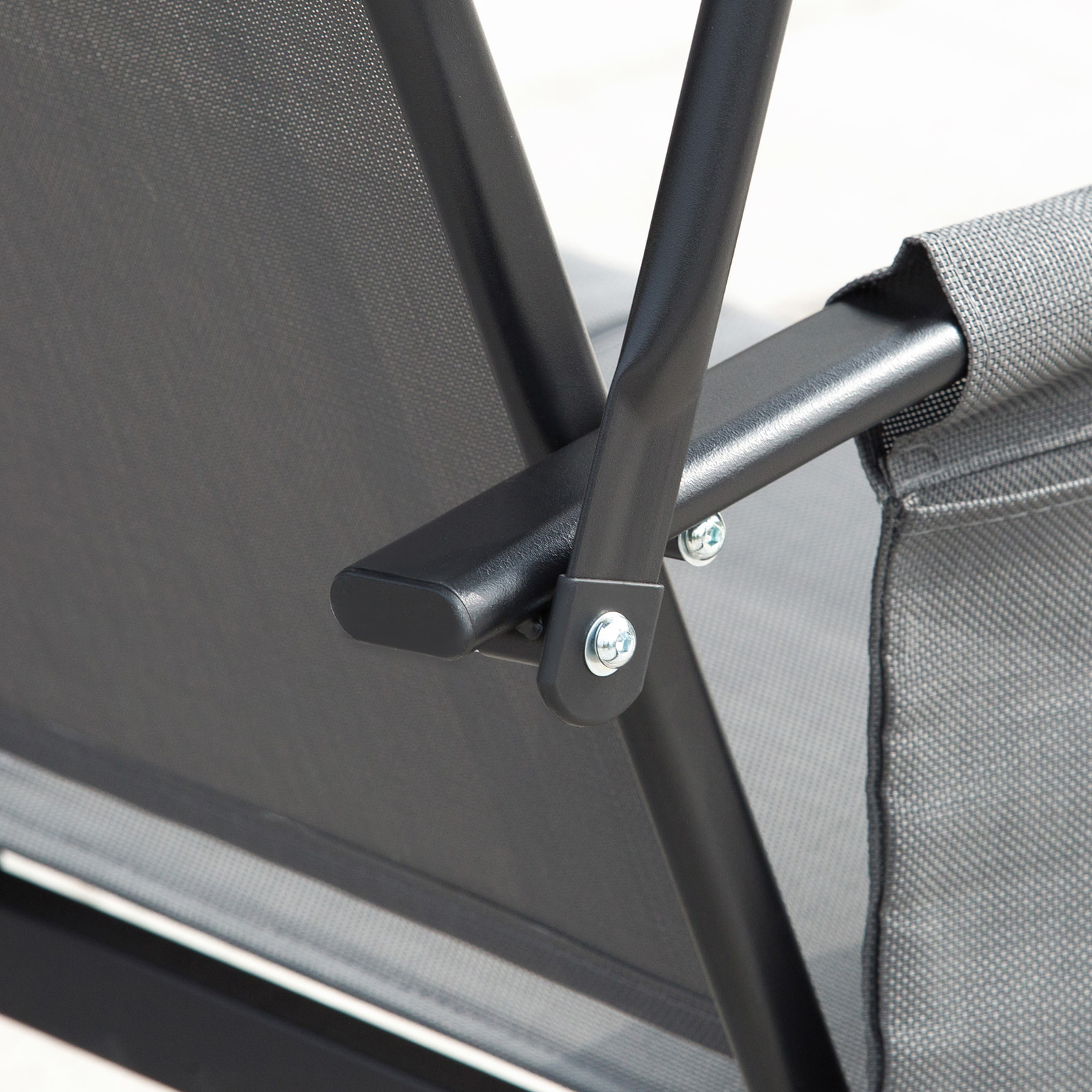 Columpio de Jardín de 3 Plazas Balancín de Jardín Exterior con Toldo Ajustable Bolsillos Laterales y Marco Metálico Carga 300 kg 196x128x172 cm Gris Oscuro